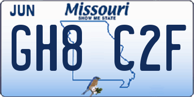MO license plate GH8C2F
