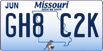 MO license plate GH8C2K