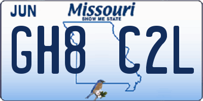MO license plate GH8C2L