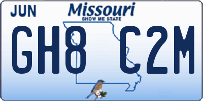 MO license plate GH8C2M