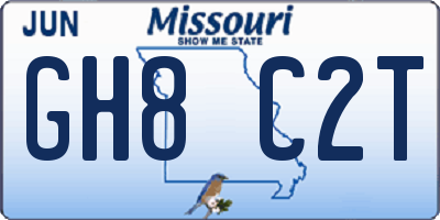 MO license plate GH8C2T