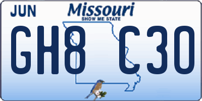 MO license plate GH8C3O