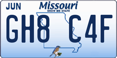 MO license plate GH8C4F