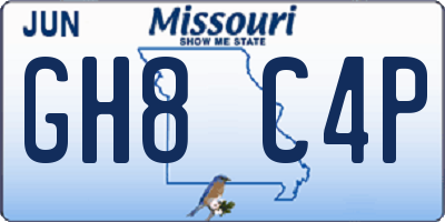 MO license plate GH8C4P