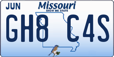 MO license plate GH8C4S