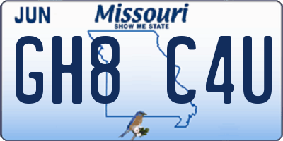 MO license plate GH8C4U
