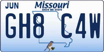 MO license plate GH8C4W