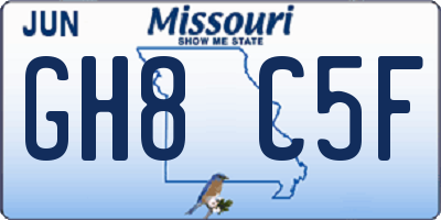 MO license plate GH8C5F