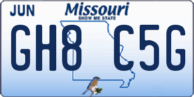 MO license plate GH8C5G