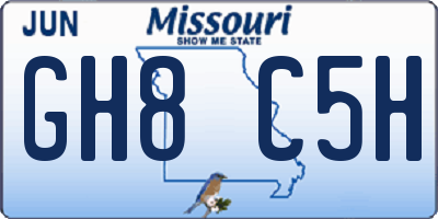 MO license plate GH8C5H