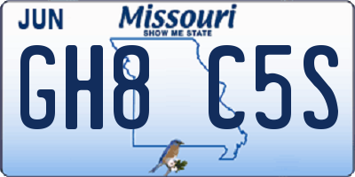 MO license plate GH8C5S