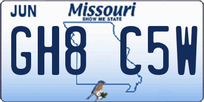 MO license plate GH8C5W