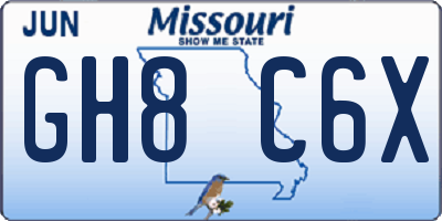 MO license plate GH8C6X