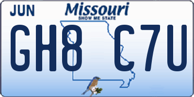 MO license plate GH8C7U