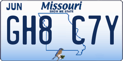 MO license plate GH8C7Y