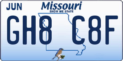 MO license plate GH8C8F