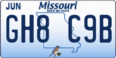 MO license plate GH8C9B