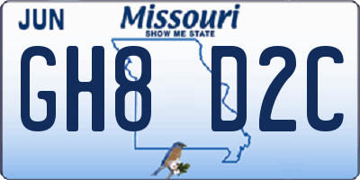 MO license plate GH8D2C