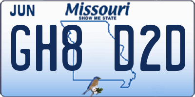 MO license plate GH8D2D