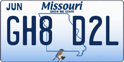 MO license plate GH8D2L