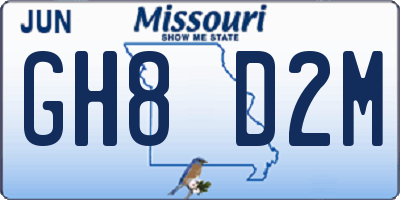 MO license plate GH8D2M
