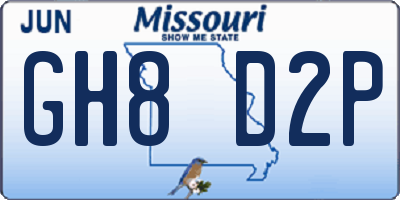 MO license plate GH8D2P