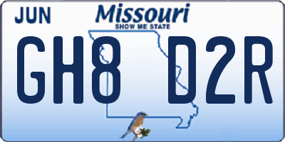 MO license plate GH8D2R