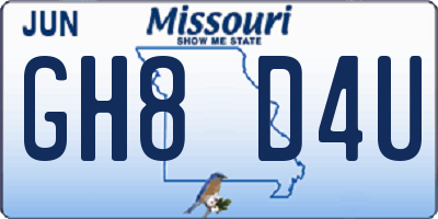 MO license plate GH8D4U