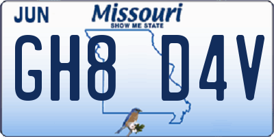 MO license plate GH8D4V