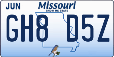 MO license plate GH8D5Z