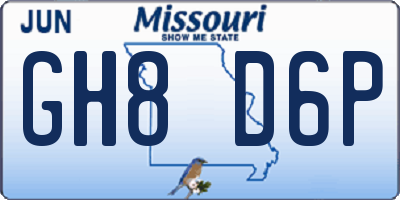 MO license plate GH8D6P