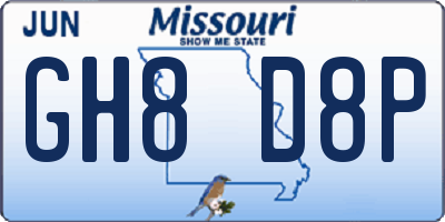 MO license plate GH8D8P