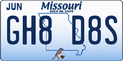MO license plate GH8D8S