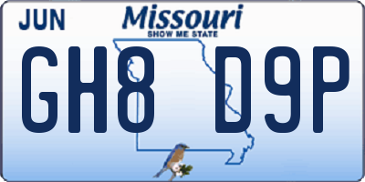 MO license plate GH8D9P