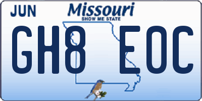 MO license plate GH8E0C
