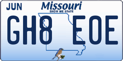 MO license plate GH8E0E