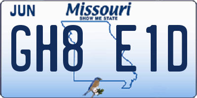 MO license plate GH8E1D