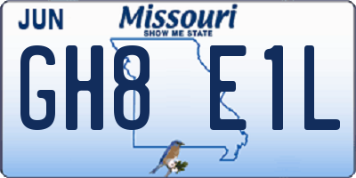 MO license plate GH8E1L