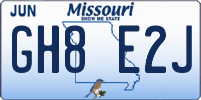 MO license plate GH8E2J