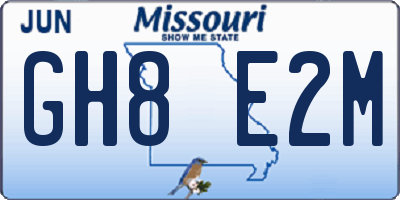 MO license plate GH8E2M