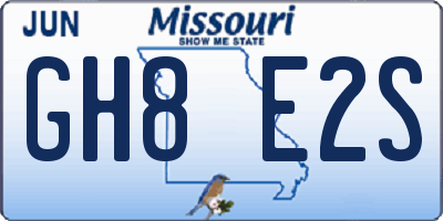 MO license plate GH8E2S