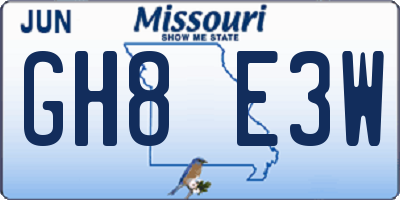 MO license plate GH8E3W