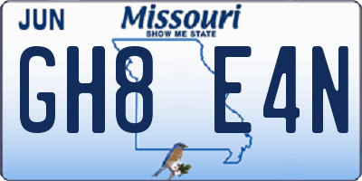 MO license plate GH8E4N