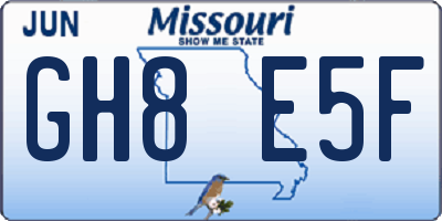 MO license plate GH8E5F