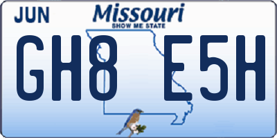 MO license plate GH8E5H