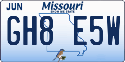 MO license plate GH8E5W