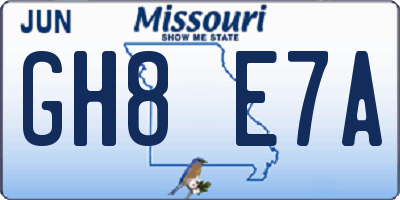MO license plate GH8E7A