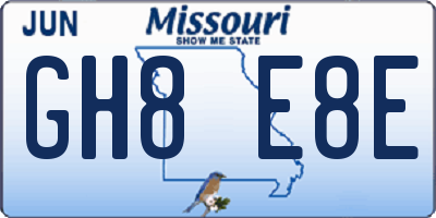 MO license plate GH8E8E