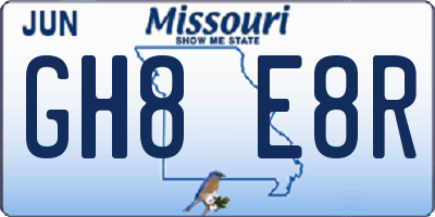 MO license plate GH8E8R