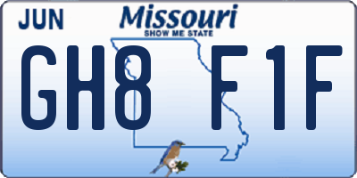 MO license plate GH8F1F